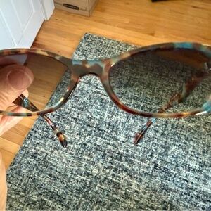 Prada Tortoiseshell Brown and Teal Cat-Eye Sunglasses